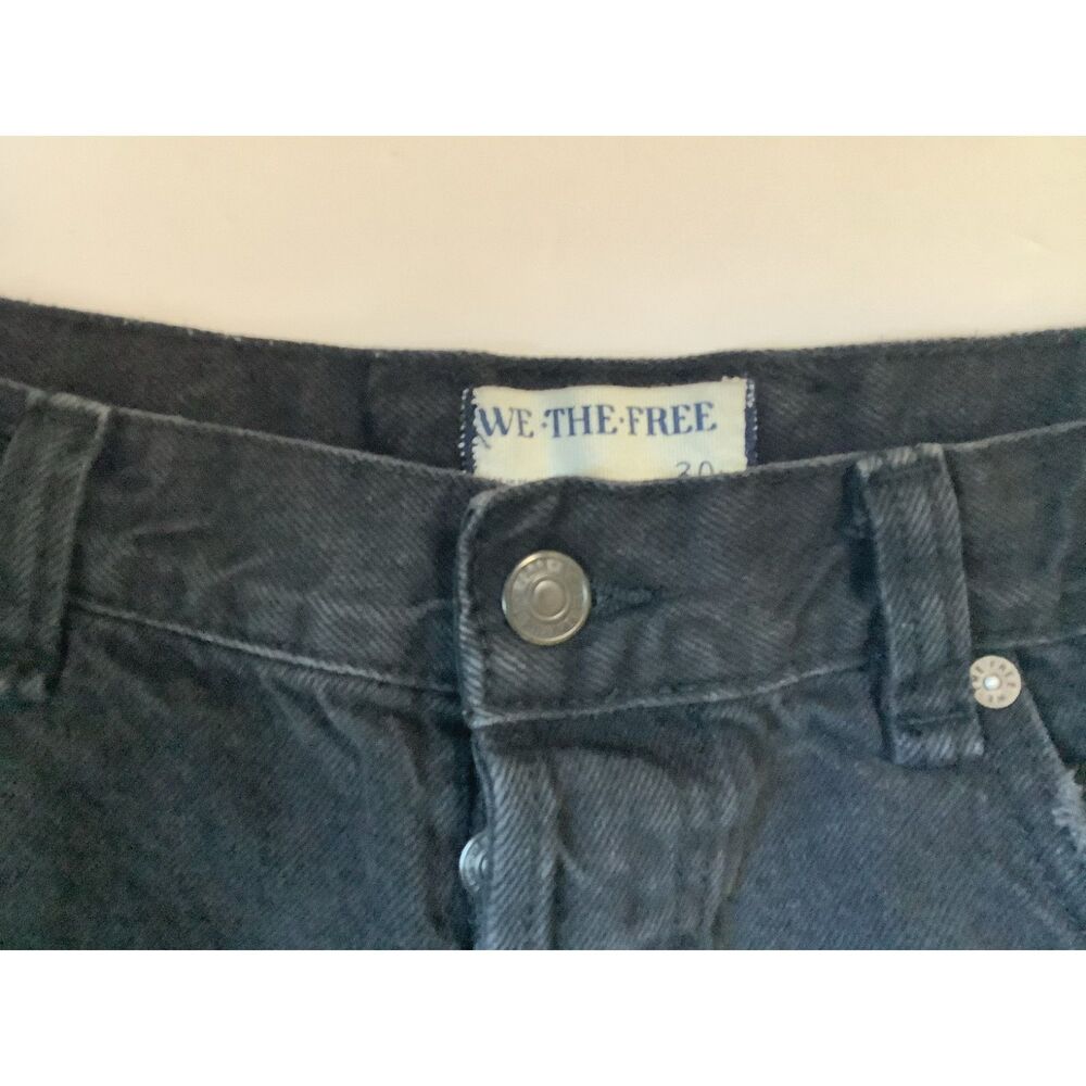 Free People We The Free Black Distressed Denim Cutoff Shorts Size 30 - Picture 3 of 6